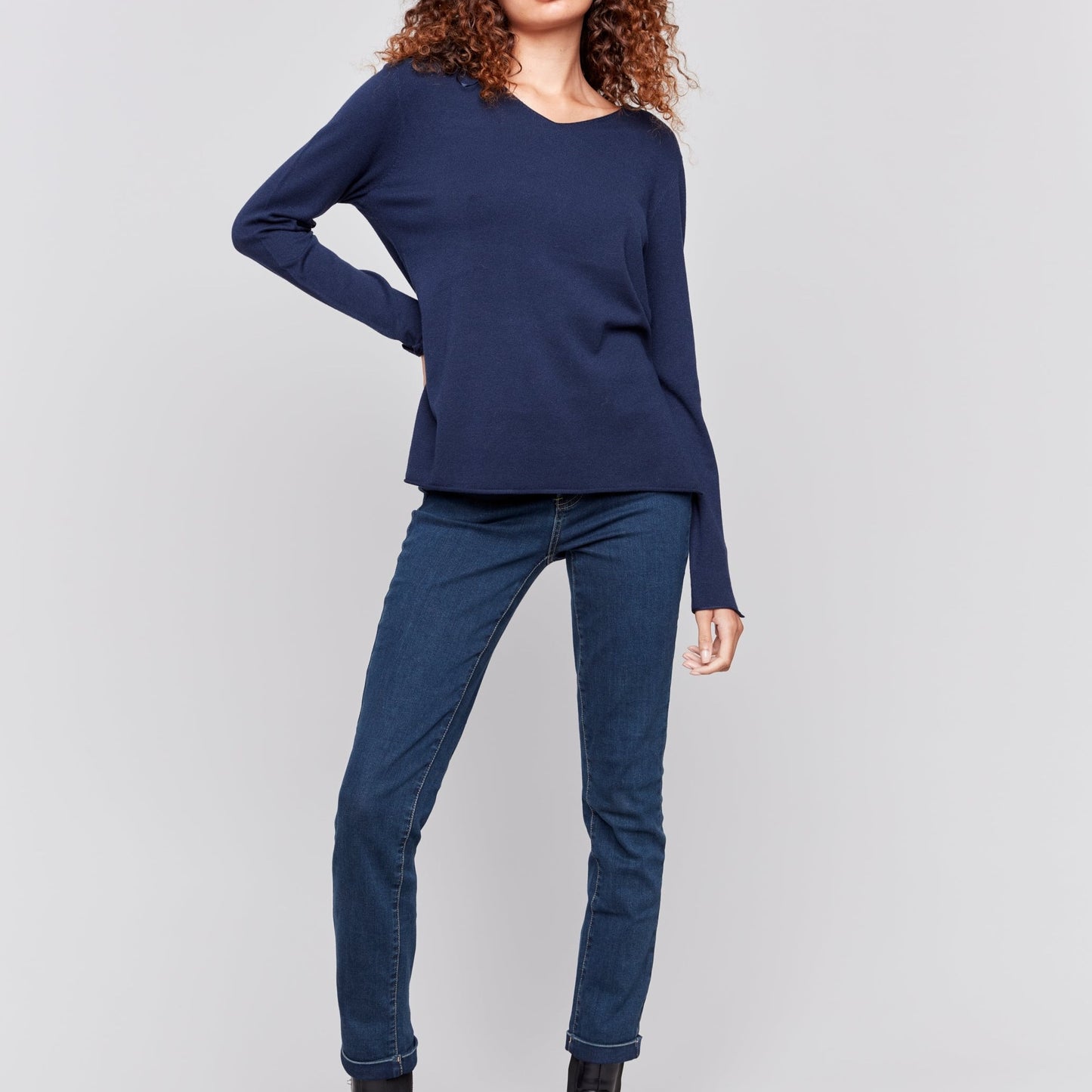 Charlie B - V-Neck Long Sleeve Sweater