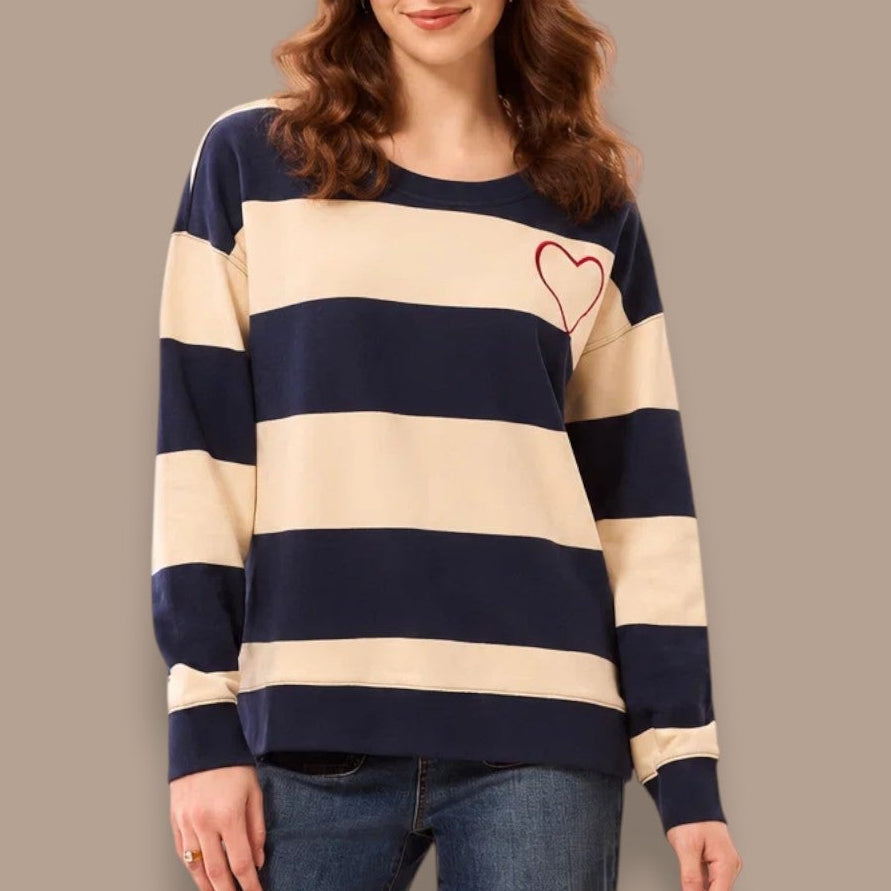 Tribal - Embroidered Heart Drop Shoulder Pullover