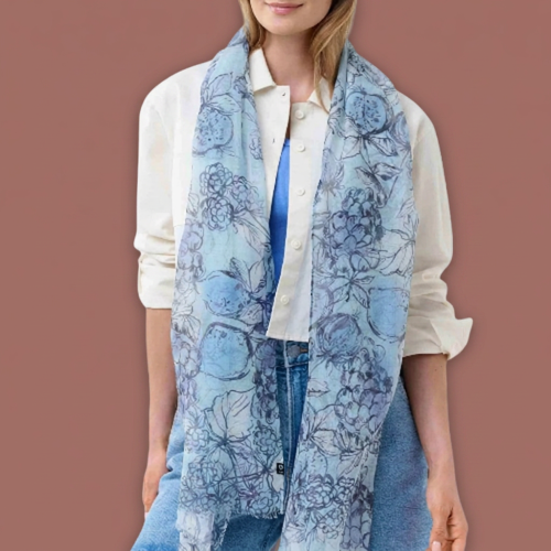 Fraas - Hand-Drawn Fruit Print Lightweight Scarf