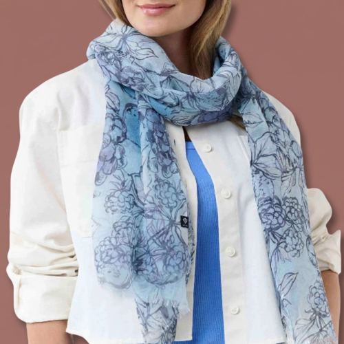 Fraas - Hand-Drawn Fruit Print Lightweight Scarf