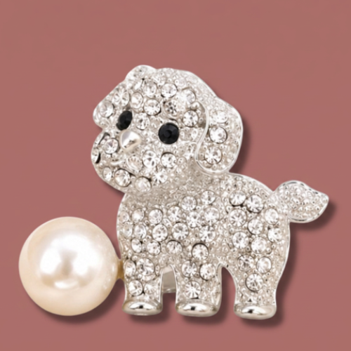 Audrey's - Crystal Puppy Brooch