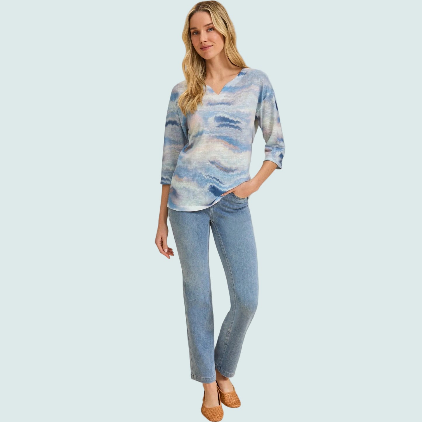 FDJ - Cloudscape Notch-Neck Top