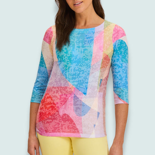 FDJ - Pastel Mosaic 3/4 Sleeve Top