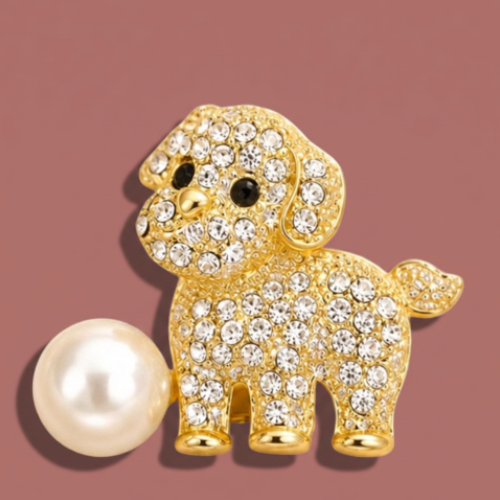 Audrey's - Crystal Puppy Brooch