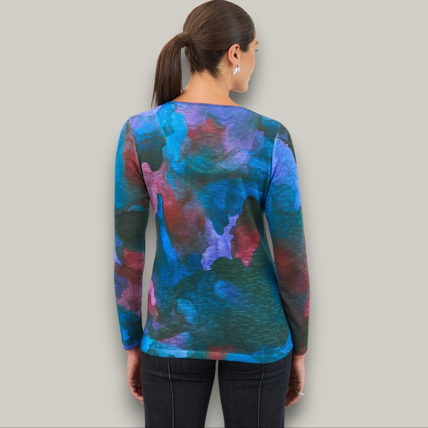 FDJ - Midnight Bloom Long-Sleeve V-Neck Top
