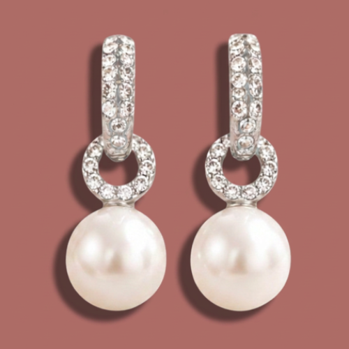 Audrey's - Crystal Halo Pearl Drop Earrings