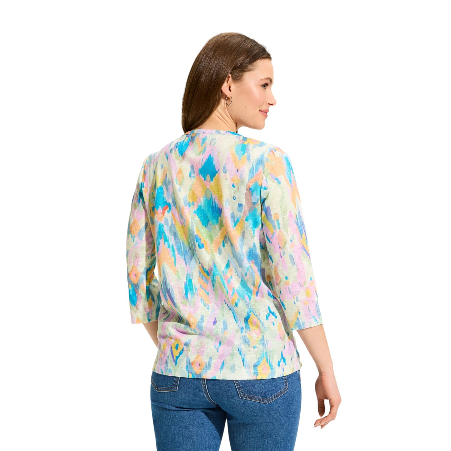 FDJ - 3/4 Sleeve Notch Neck Top