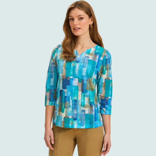 FDJ - Abstract Notch-Neck Top