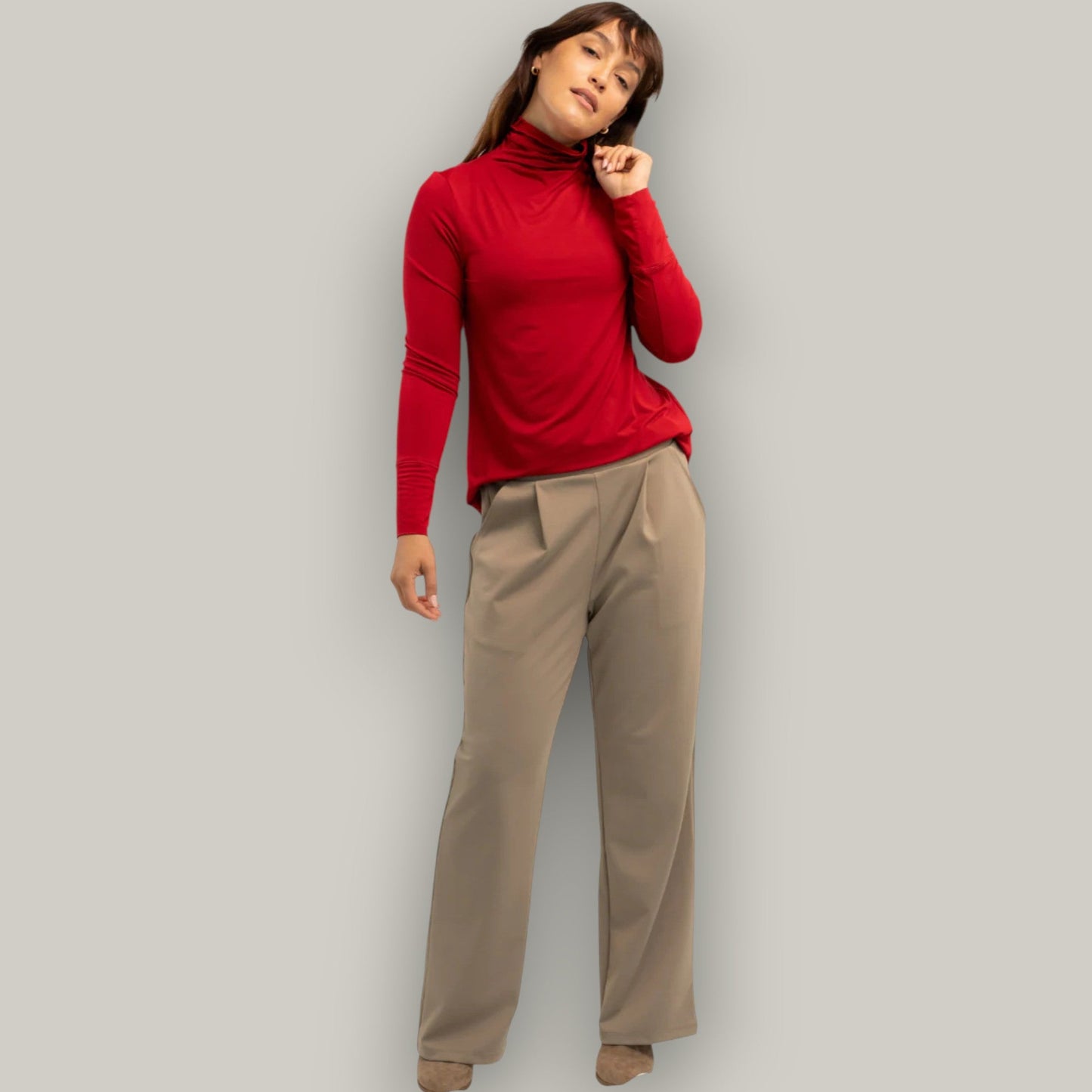 Terrera - Dalya Funnel-Neck Bamboo Long Sleeve Top