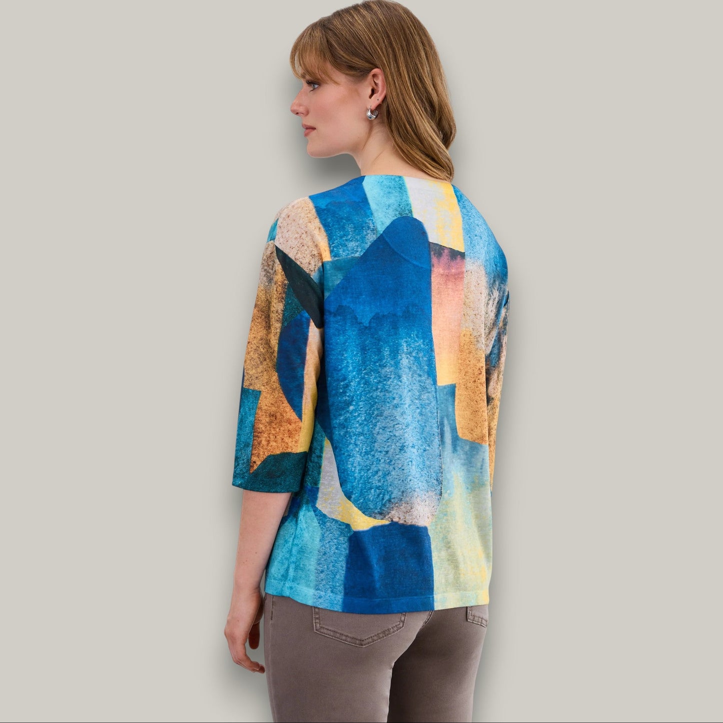 FDJ - Mosaic Drop-Shoulder Notch-Neck Top