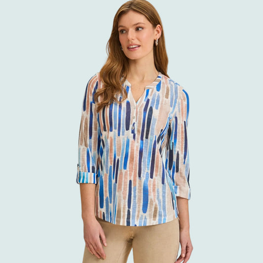 FDJ - Seaside Stroke Notch-Placket Top