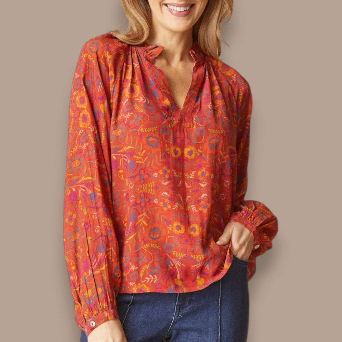 Habitat - English Garden Ruffle Neck Blouse