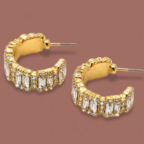 Audrey's - Crystal Edge Hoop Earrings