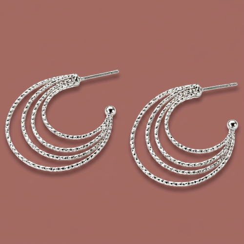 Audrey's - Multi-Layer Textured Hoop Earrings