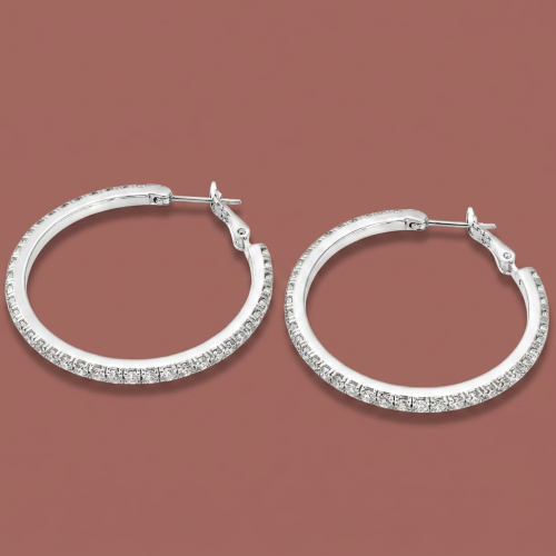 Audrey's - Crystal Line Hoop Earrings