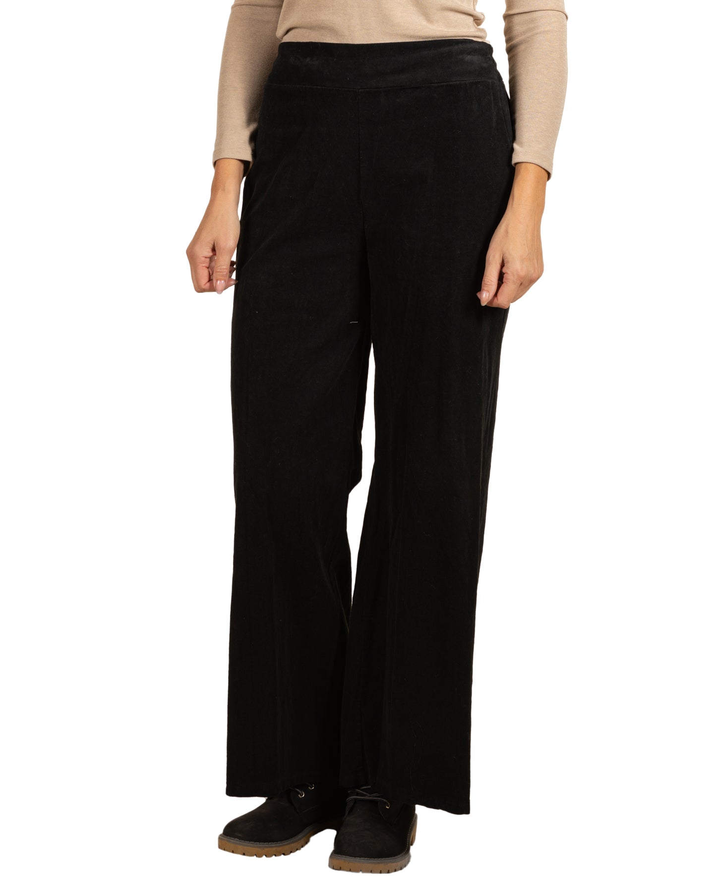 Angela Mara - Pull-On Wide Leg Corduroy Pants