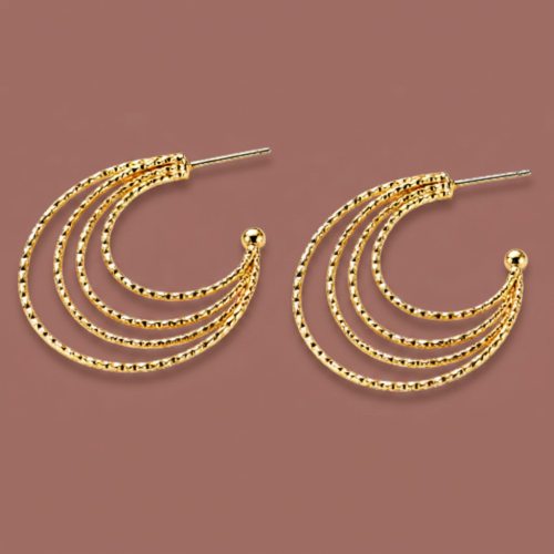Audrey's - Multi-Layer Textured Hoop Earrings