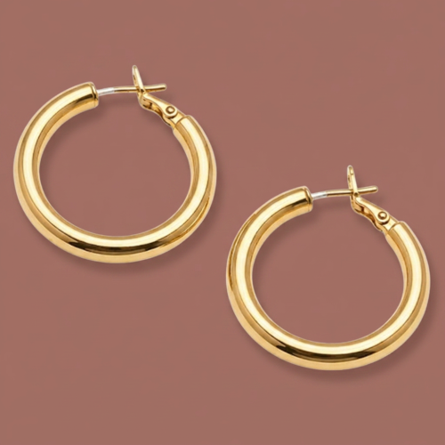 Audrey's - Classic Polished Gold Hoop Earrings