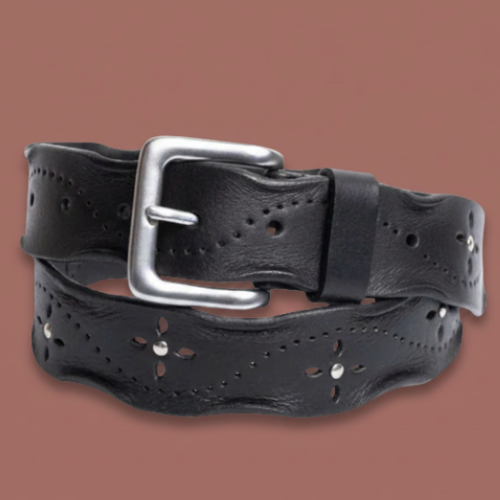 Silver Jeans - Worn Edge Studded Leather Belt – 38MM Size