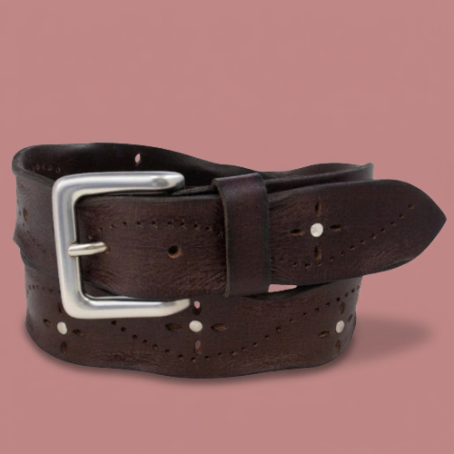 Silver Jeans - Worn Edge Studded Leather Belt – 38MM Size