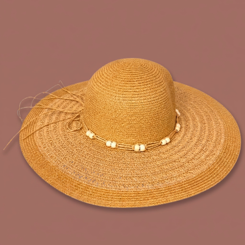 Audrey's - Woven Sun Hat With Beaded Detail