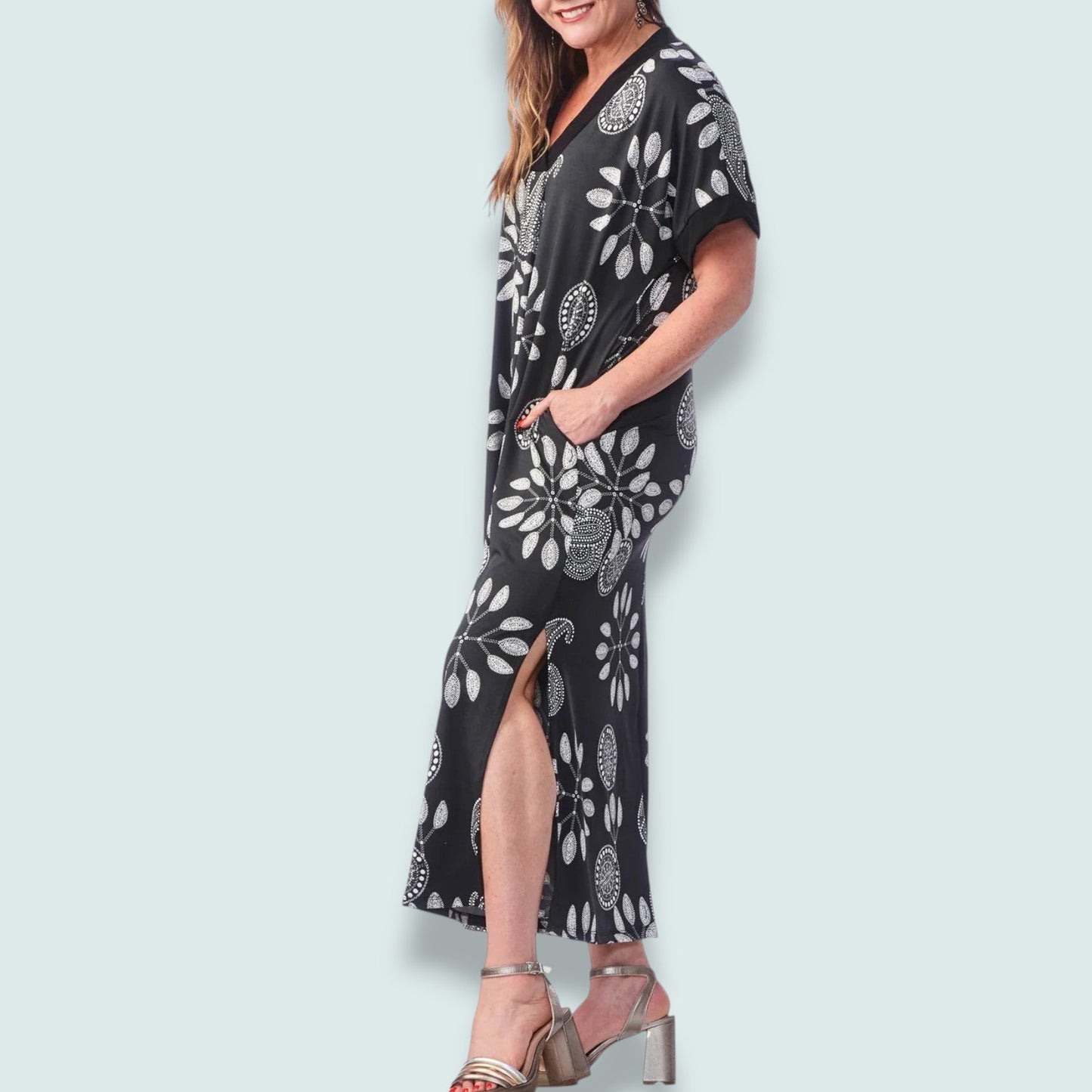 Rapz - Midnight Mosaic Pocketed Caftan Dress