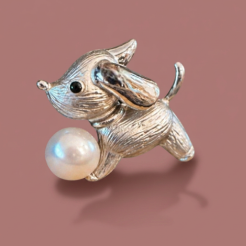 Audrey's - Pearl Accent Dog Brooch