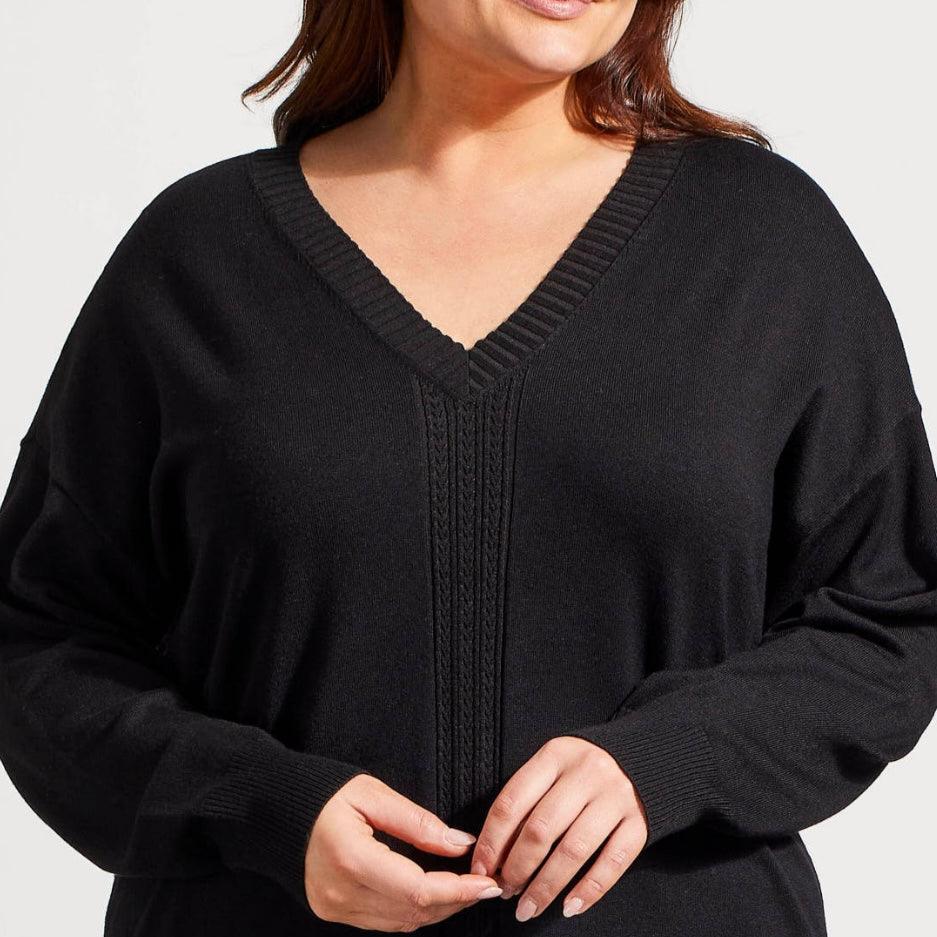 Tribal - V-Neck Cable Knit Sweater (Plus Size)