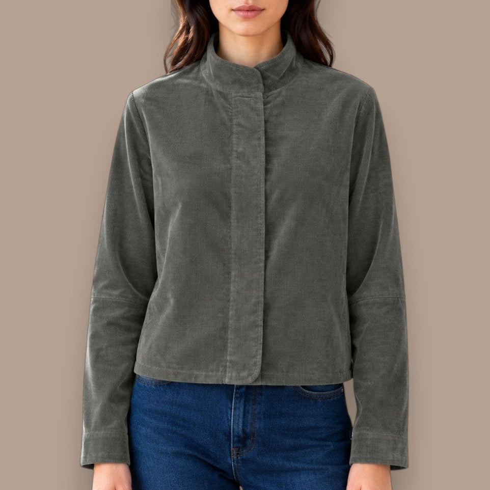 Pure - Stand Collar Corduroy Jacket