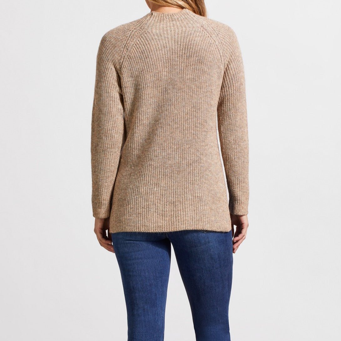 Tribal - Mock Neck Sweater With Side Slits