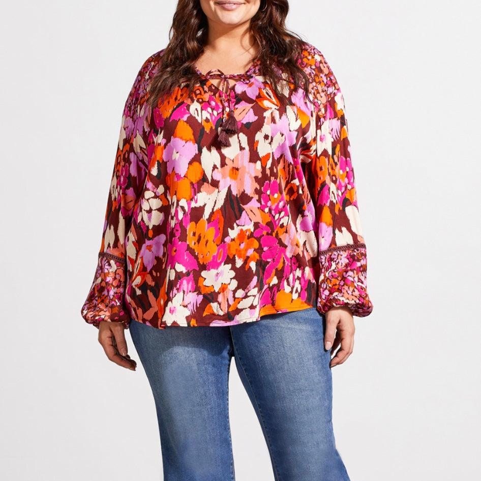 Tribal - Floral Print Blouse (Plus Size)