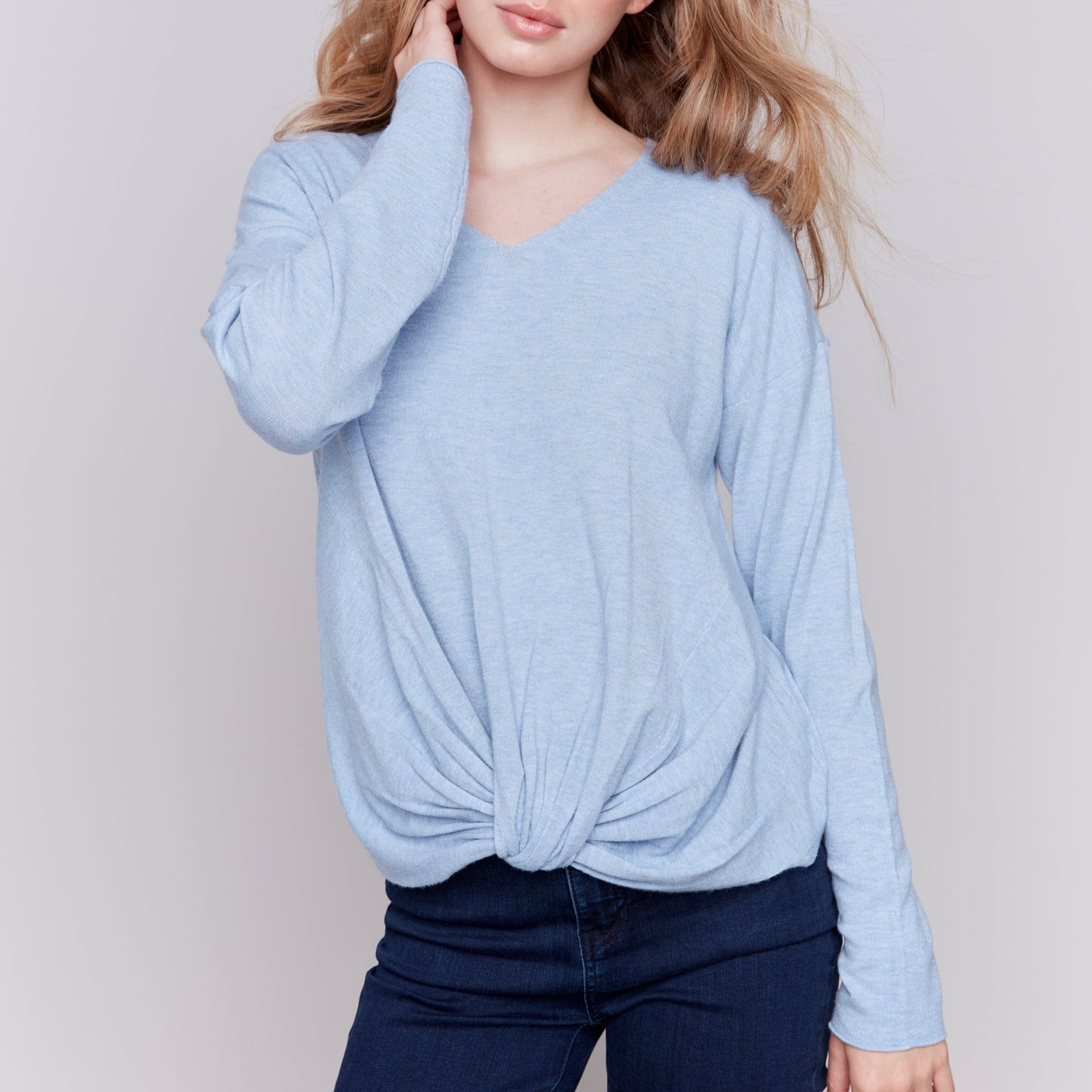 Charlie B - Long Sleeve Top With Front Knot