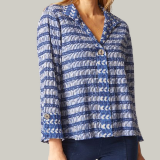 Habitat - Hidden Placket Mixed Blouse