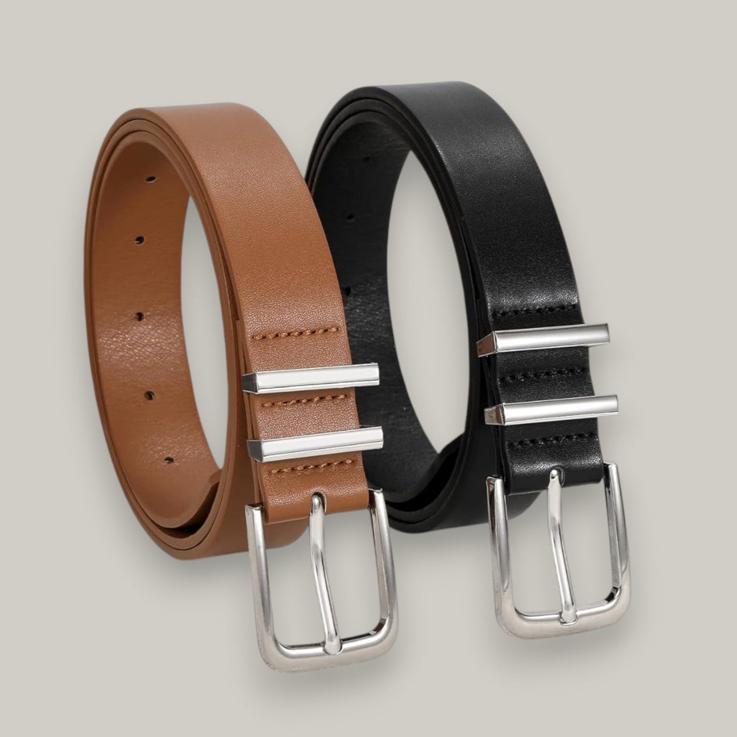 Audrey's - Essential Faux Leather Belt With Silver Buckle