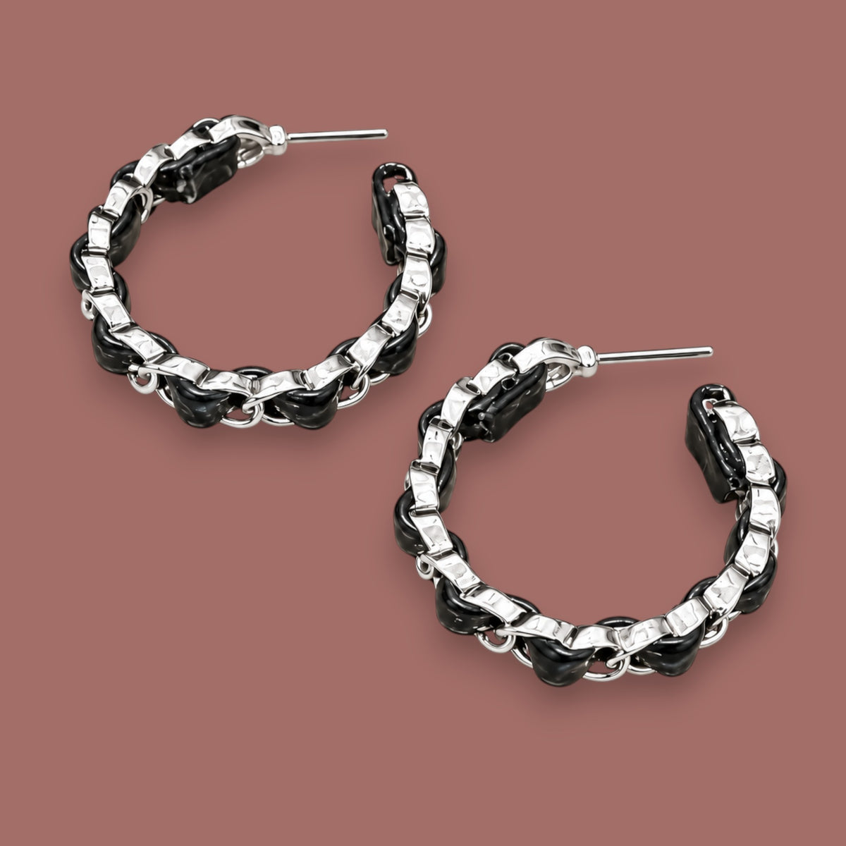 Caracol - Faux Leather Intertwined Hoop Earrings