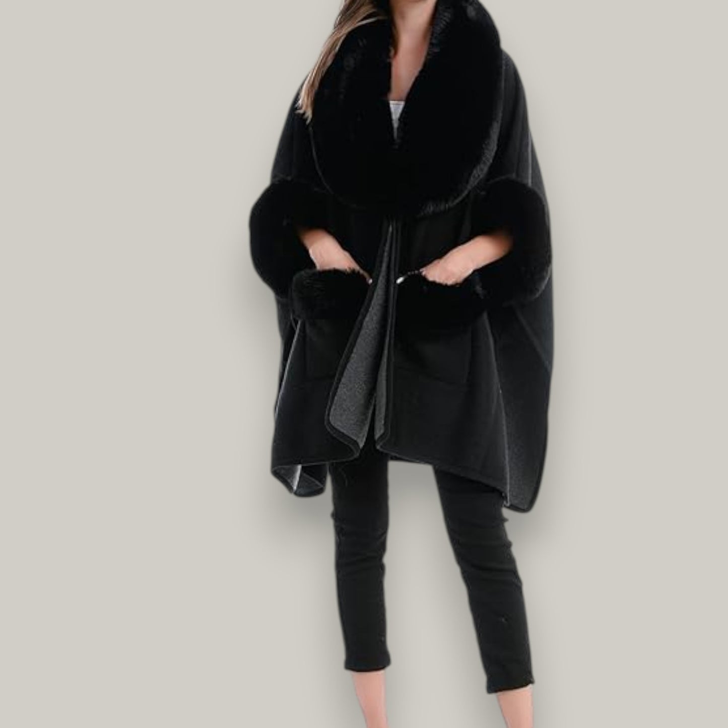 Belle Dame - Faux Fur Poncho Cape