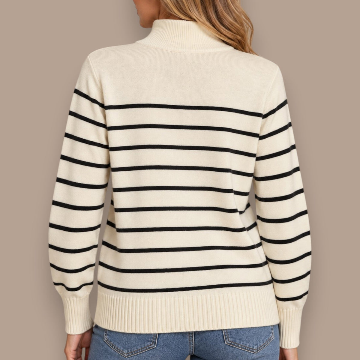 Carreli - Classic Striped Quarter-Zip Sweater