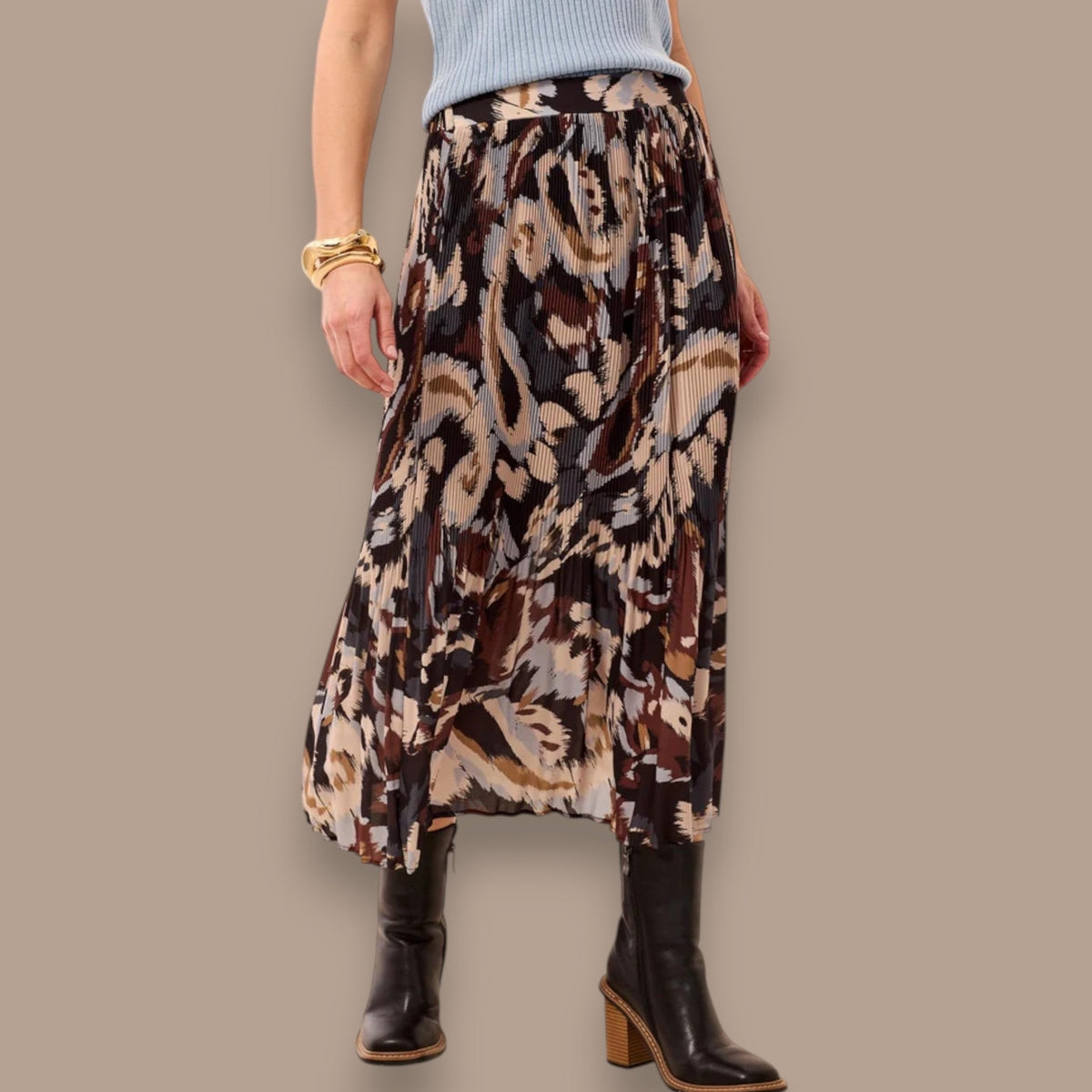 Tribal - Flowy Printed Crepe Skirt