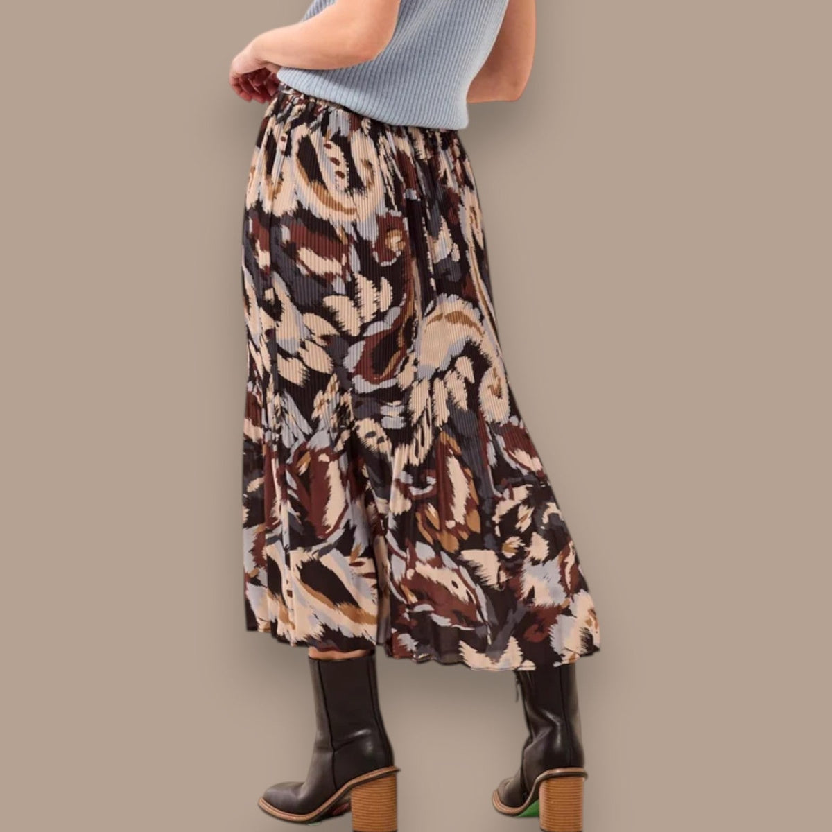 Tribal - Flowy Printed Crepe Skirt