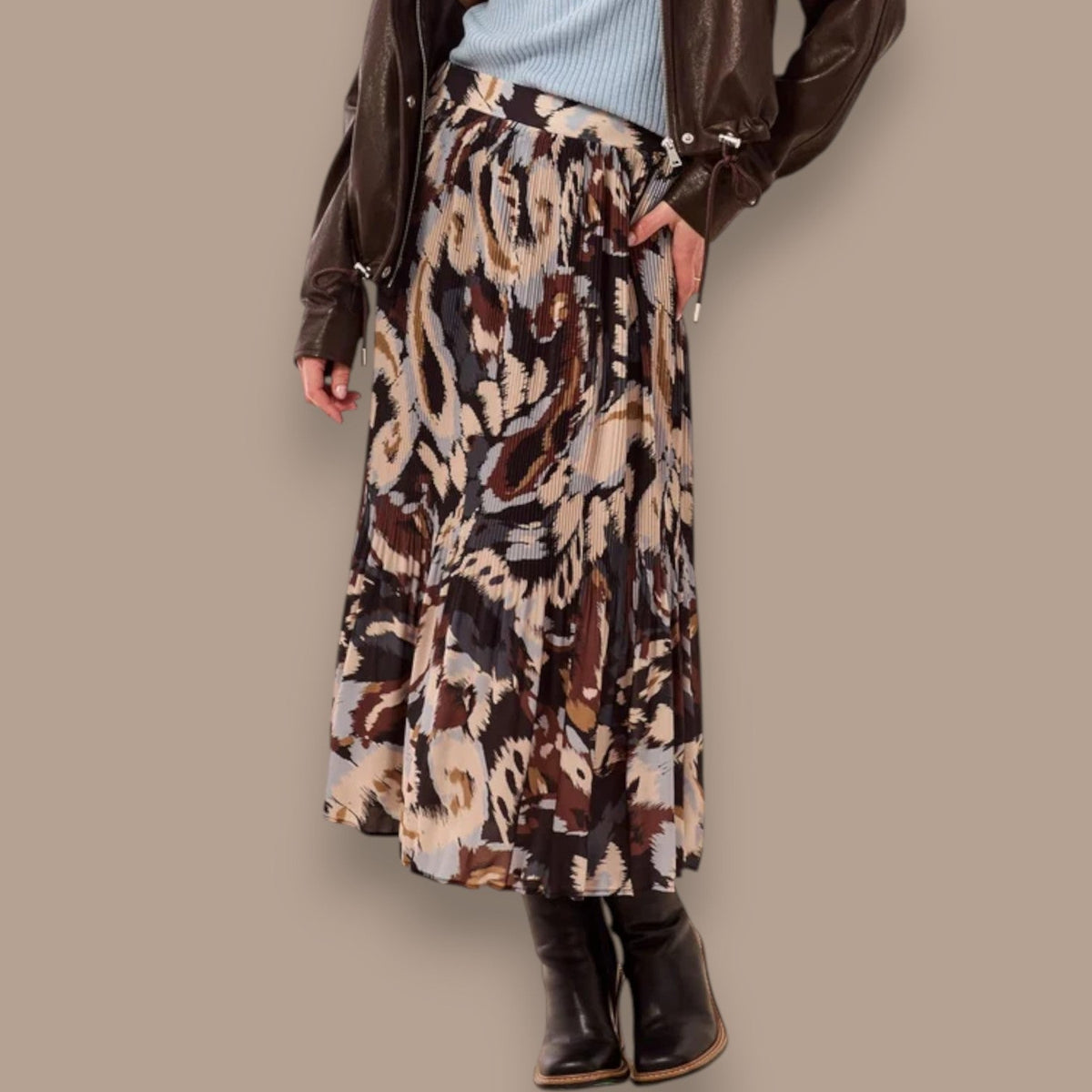 Tribal - Flowy Printed Crepe Skirt