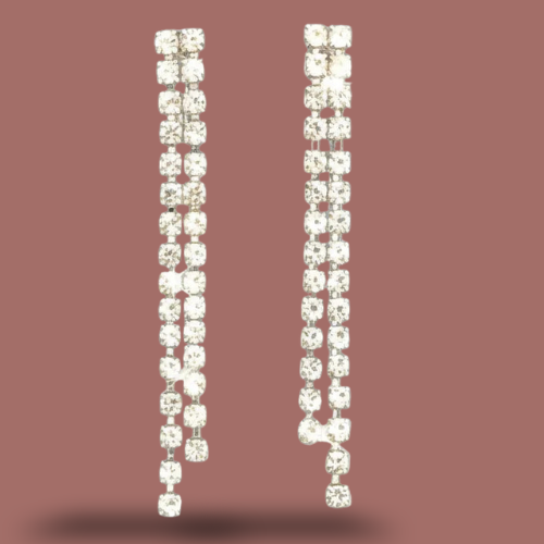 Audrey's - Silver Crystal Linear Drop Earrings