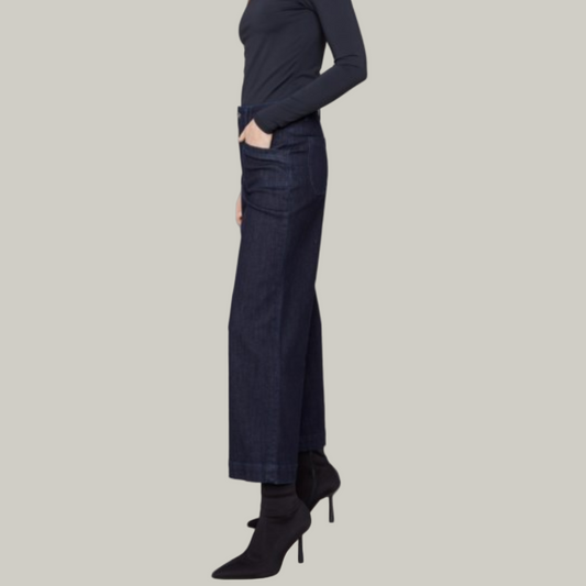 Charlie B - Cropped Wide Leg Stretch Denim Jeans