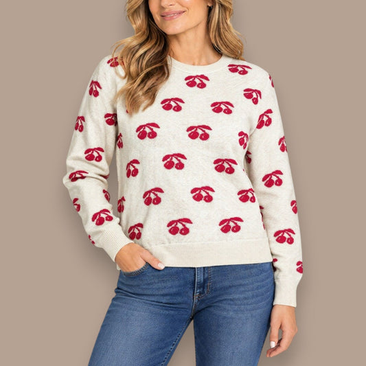 Canada Knitwear - Cherry Print Crew Neck Sweater