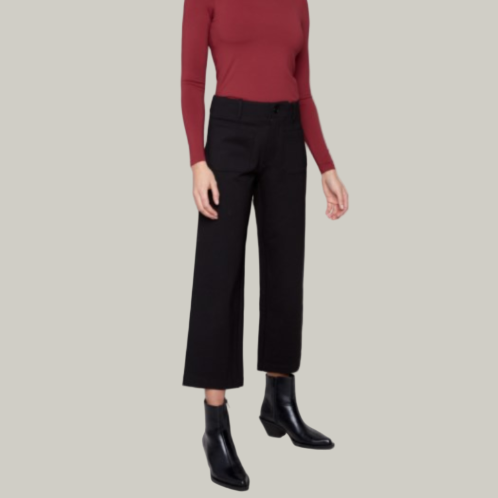 Charlie B - Patch Pocket Wide Leg Cropped Ponte Pants