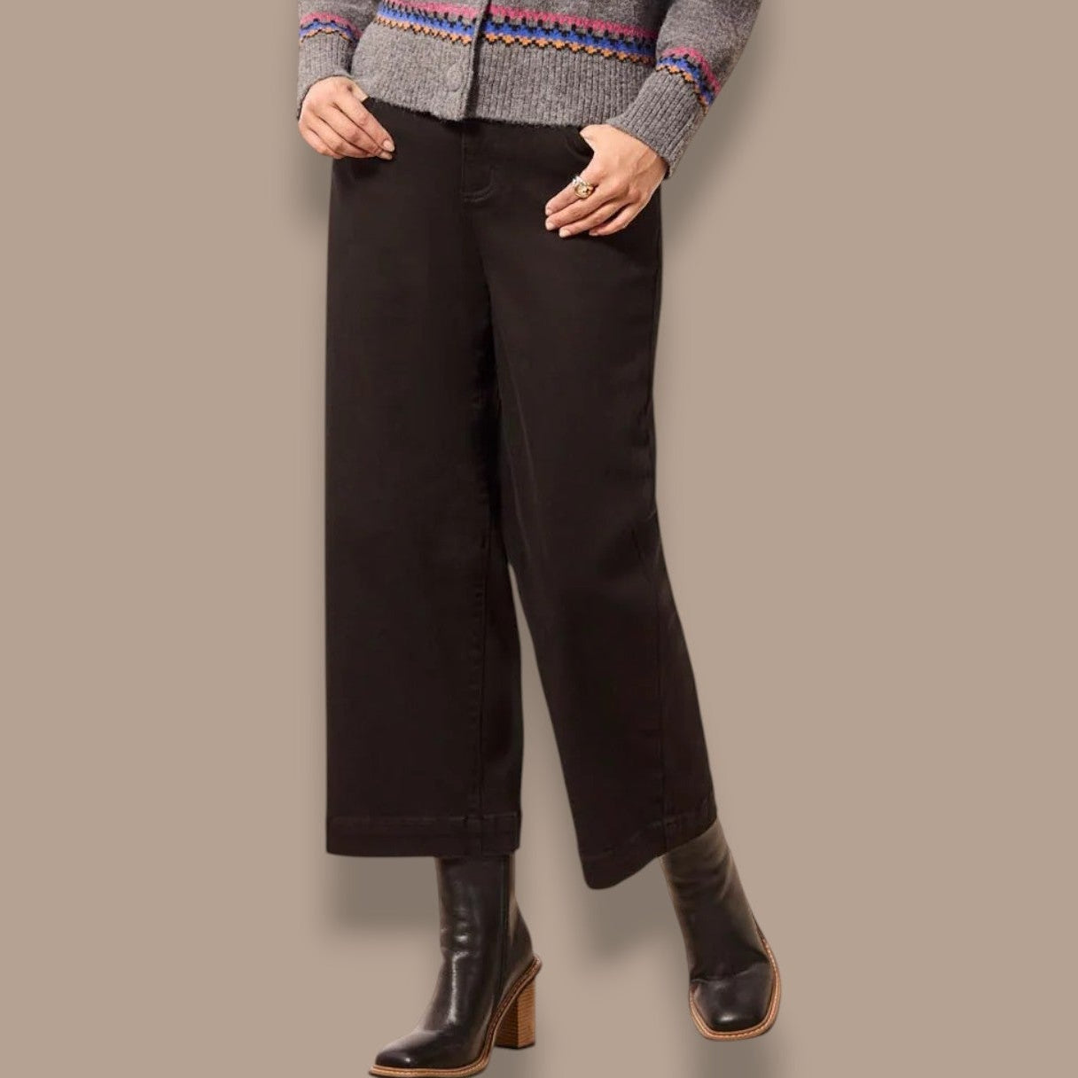 Tribal - Audrey Boundless Stretch Crop Wide Leg Denim Jeans