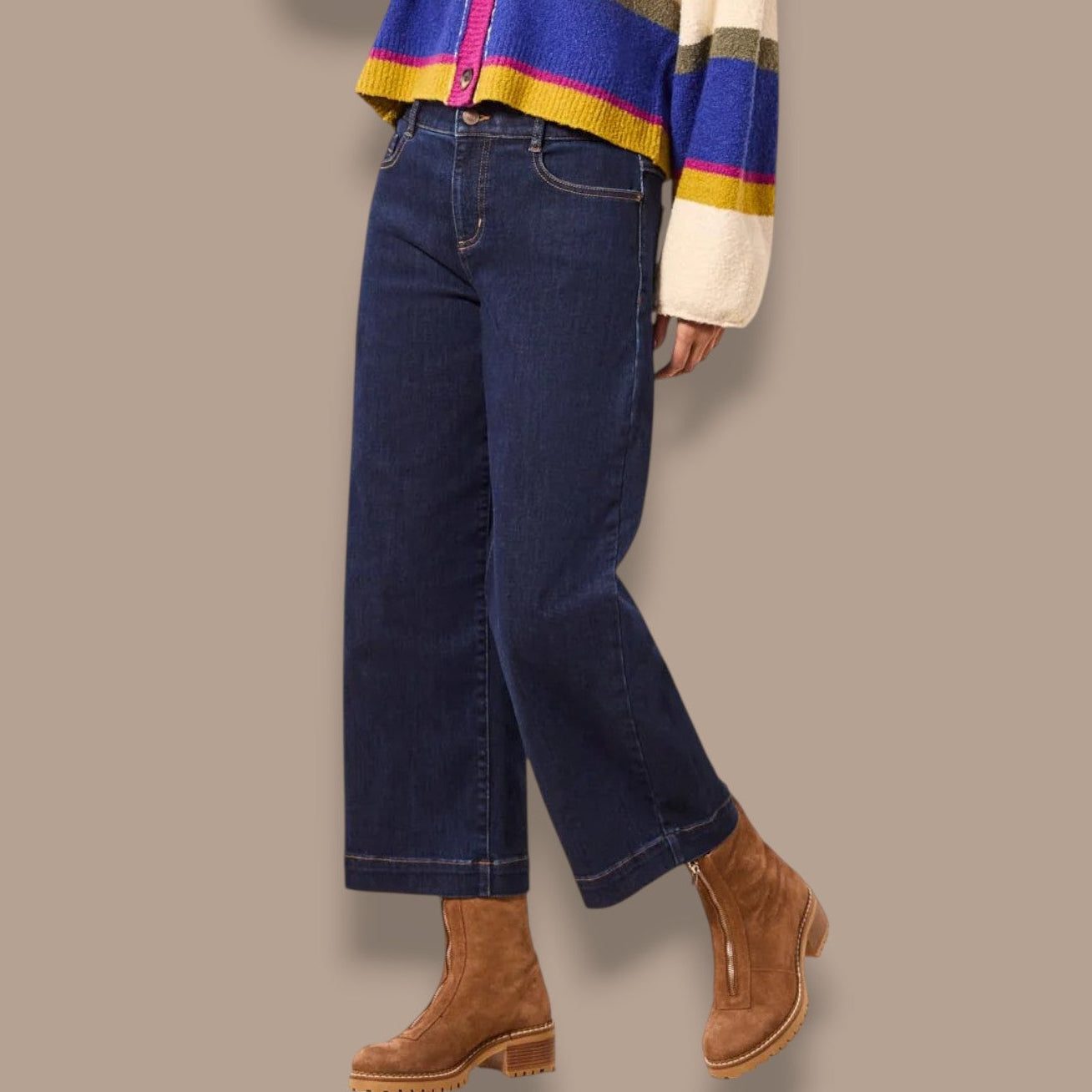 Tribal - Audrey Boundless Stretch Crop Wide Leg Denim Jeans