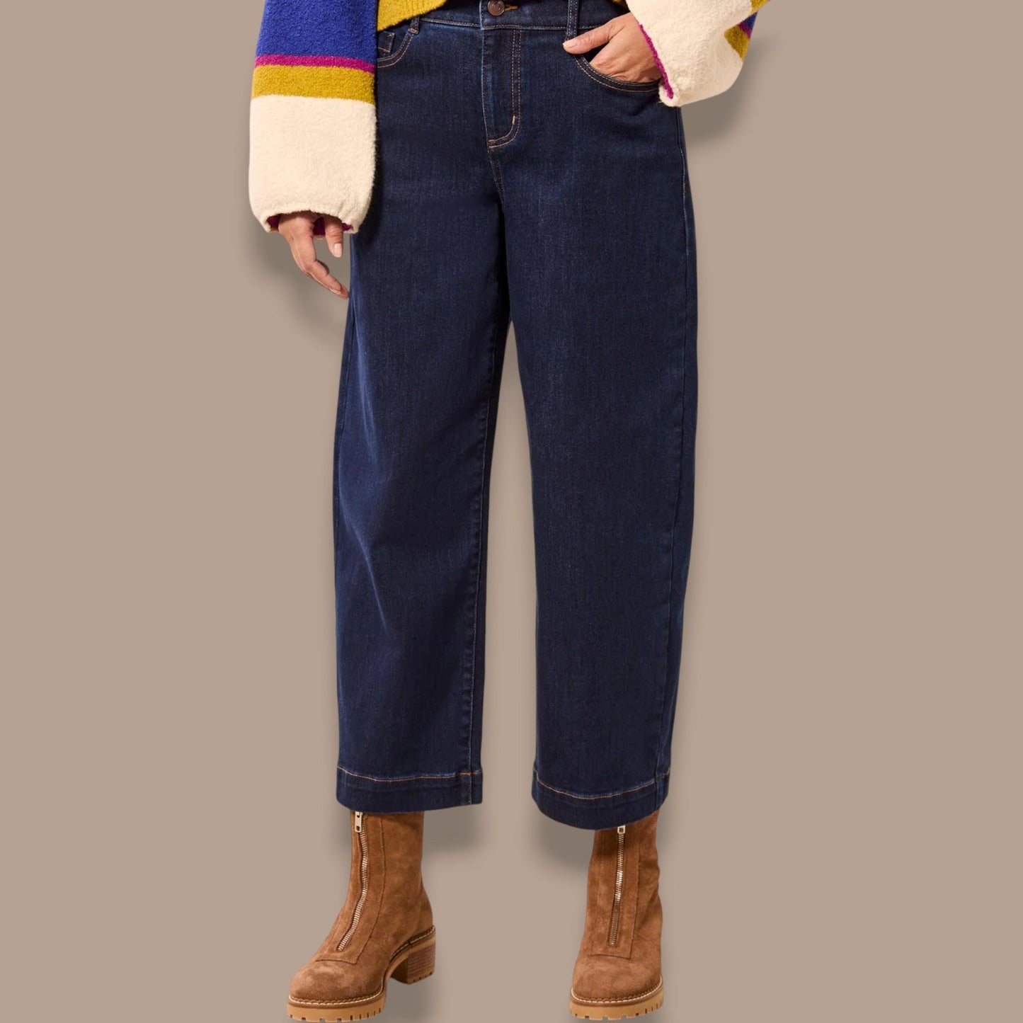 Tribal - Audrey Boundless Stretch Crop Wide Leg Denim Jeans