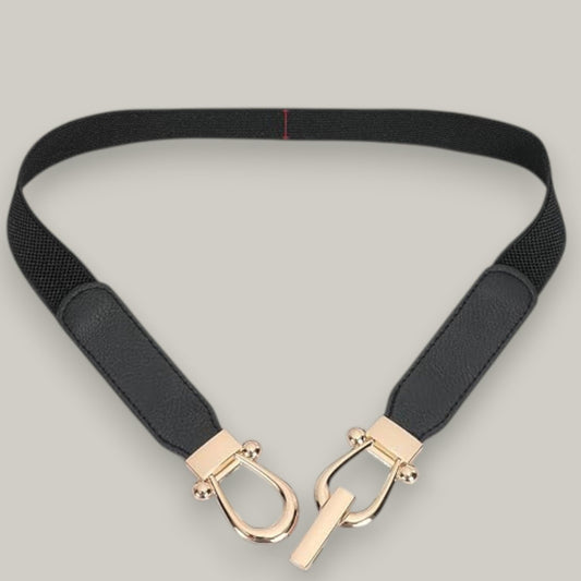 Audrey's - Retro Elastic Belt With Gold Buckle