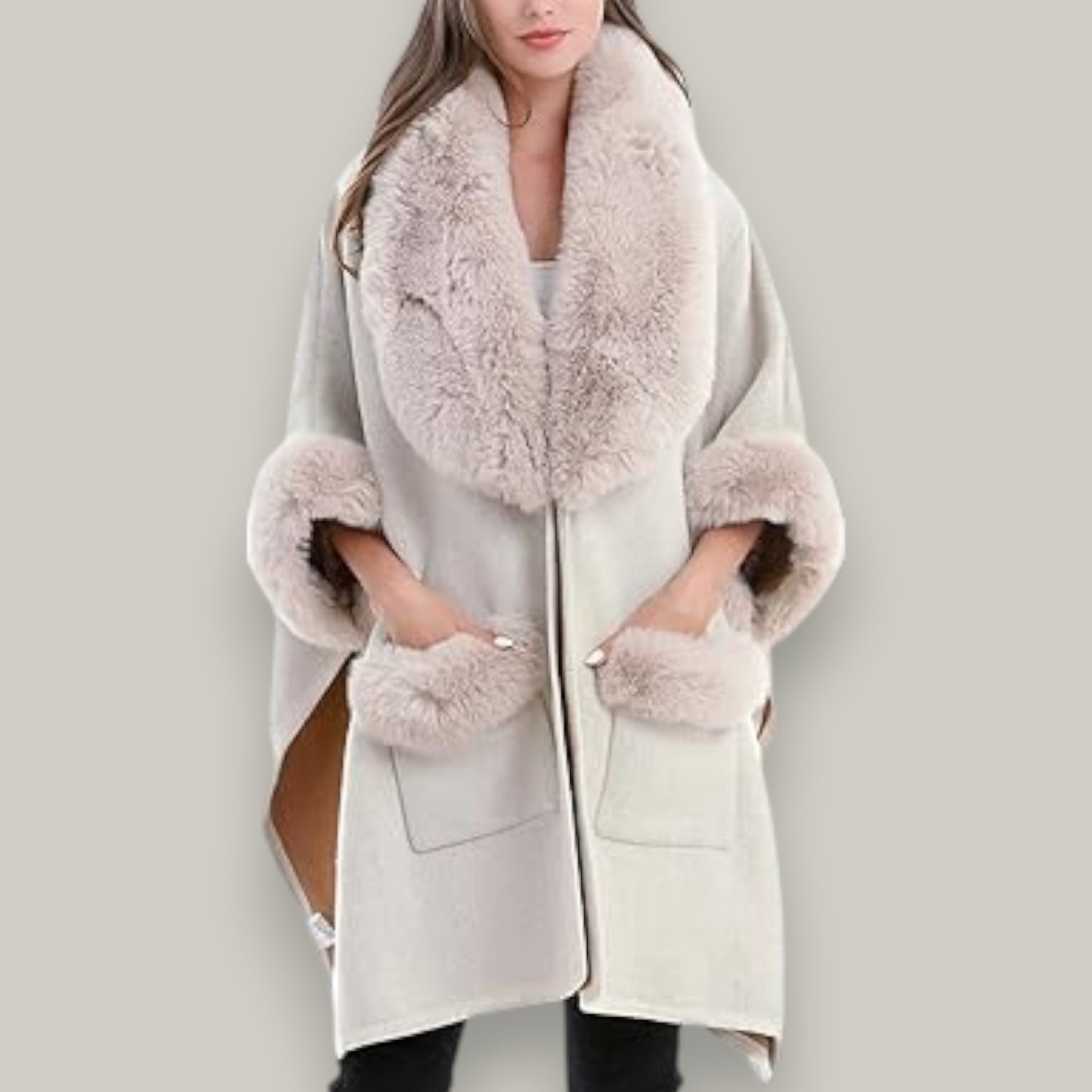 Belle Dame - Faux Fur Poncho Cape
