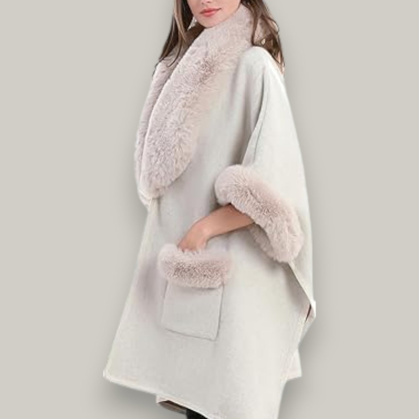 Belle Dame - Faux Fur Poncho Cape
